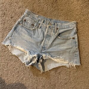 Levi's 501s Light Blue Frayed Jean Shorts